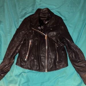 Faux Leather Moto Biker Jacket, Blank NYC Size XL Silver Zippers